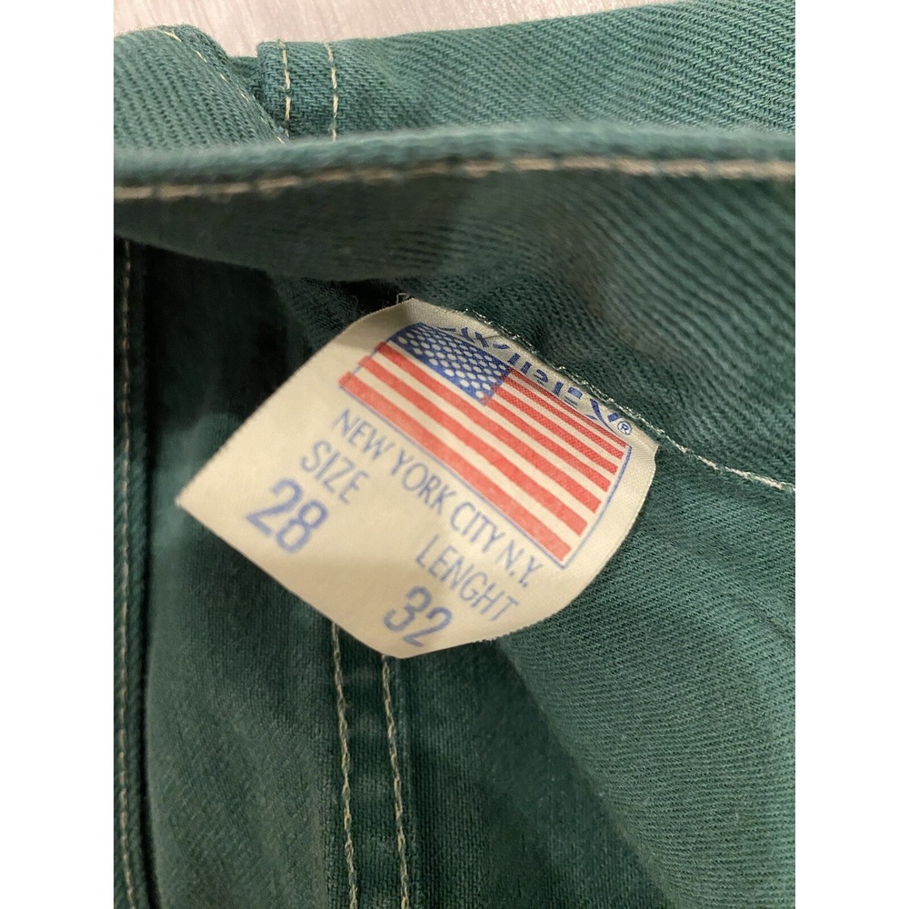 Vintage Avirex Jeans Mens 28x32 Green Made In Italy Button Fly New York City USA - Picture 10 of 11